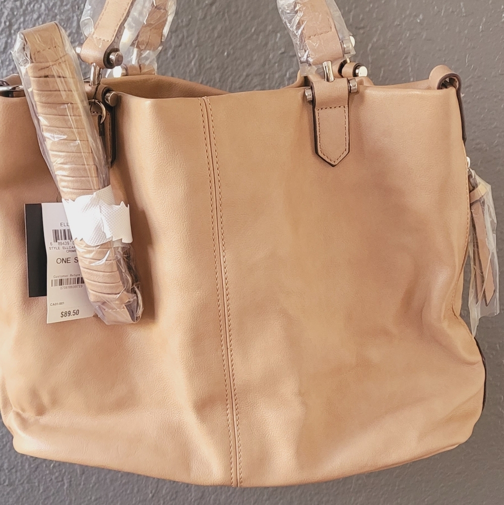 INC Tan Leather Tote Bag